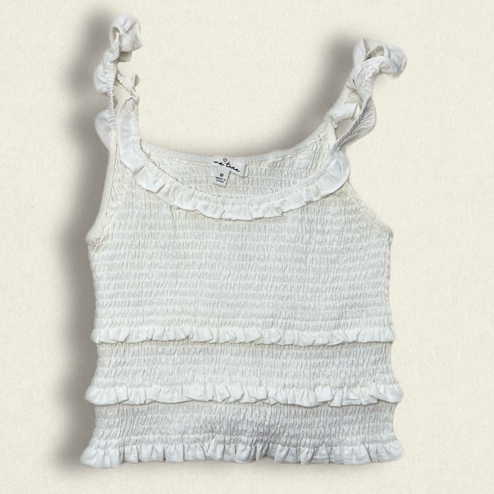 white ruffled crop top